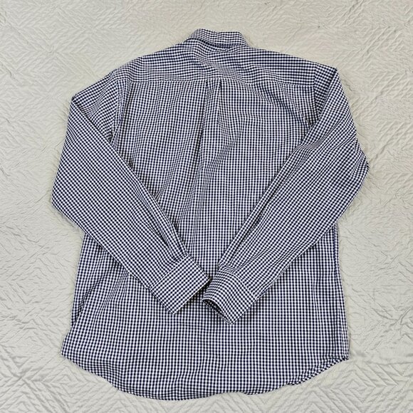 Peter Millar Shirt Mens L Blue White Gingham Check Button Up Cotton Silk Blend - Picture 2 of 10